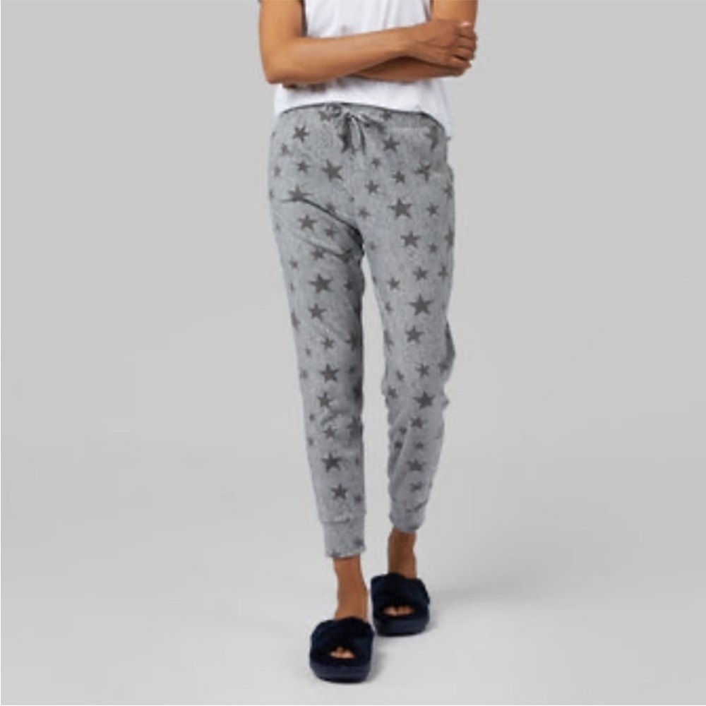 32 Degrees fleece jogger pajama pants stars gray pj pants lounging joggers pants